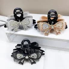Estrelas cheio de diamante arco Grab clip feminino luz luxo High-End volta cabeça grampo de cabelo acessórios para o cab