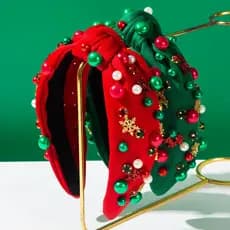 Natal diamante-cravejado bandana vermelho verde amarelo floco de neve bandana simples na moda férias acessórios para o c