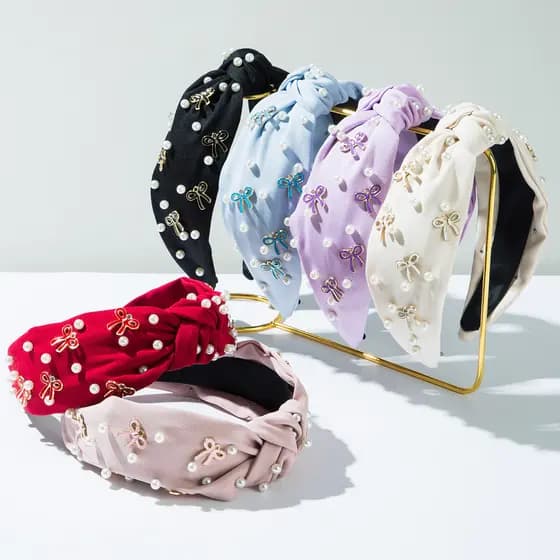 Lindo tecido atado bandana de aba larga feminino simples frisado arco bandana Outing doce acessórios de cabelo