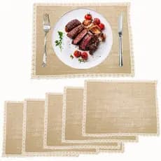Nordic Simples Juta Placemat Linho Tecido Renda Borda Almofada De Isolamento Térmico Mesa De Jantar Ocidental