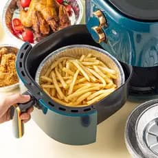 Forros De Fritadeira De Ar De Folha De Alumínio De 9 Polegadas , Bandeja Redonda De Pizza , Tigelas Descartáveis Estanho