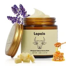 Bálsamo de Sebo de Carne Bovina Orgânico Lopeie, Produzido com Gado Alimentado a Pasto, com Mel Cru e Cera de Abelha - H