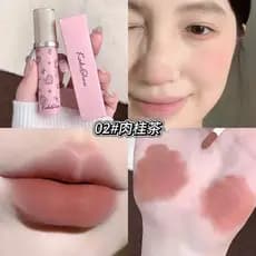Um para rosto inteiro!Estilo coreano macio menina brilho labial veludo névoa Multi-Purpose creme lábio lama batom Blush