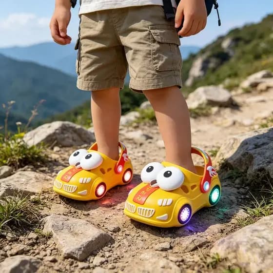 Crianças sandálias de iluminação chinelos verão dos desenhos animados Baotou carro sola macia antiderrapante meninos men
