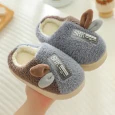 Crianças crianças chinelos de algodão outono inverno meninas pai-filho sapatos interior forro de lã antiderrapante bonit