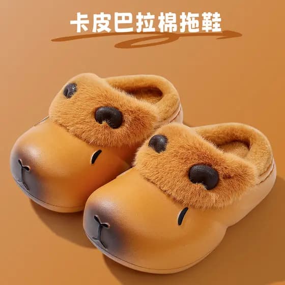 Kapibara crianças chinelos de algodão meninos meninas EVA à prova dwaterproof água dos desenhos animados bonito pai-filh