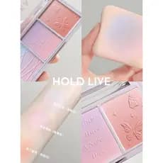 Holdlive Tricolor blush iluminador contorno sombra tudo-em-um paleta gradiente blush roxo blush azul Natural Nude