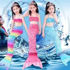 Crianças sereia roupas princesa saia traje terno meninas crianças maiô sereia cauda verão