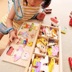 Quatro ursos vestir quebra-cabeça crianças educacional educação precoce emparelhamento cognitivo 3 anos de idade urso ve