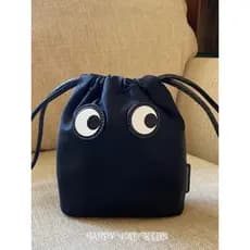Coreia ins Baba pai preto olhos grandes bolsa cosmética à prova d'água com cordão desenho animado bolsa fofa bolsa para
