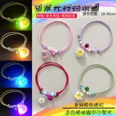 Animal de estimação luminoso com coleira de sino ajustável gato cão led piscando pingente Teddy pequeno cão noite andand