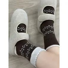 Mulheres meias de tubo médio primavera outono estilo onda meias de lã meias de algodão bolinhas Retro ins na moda versão