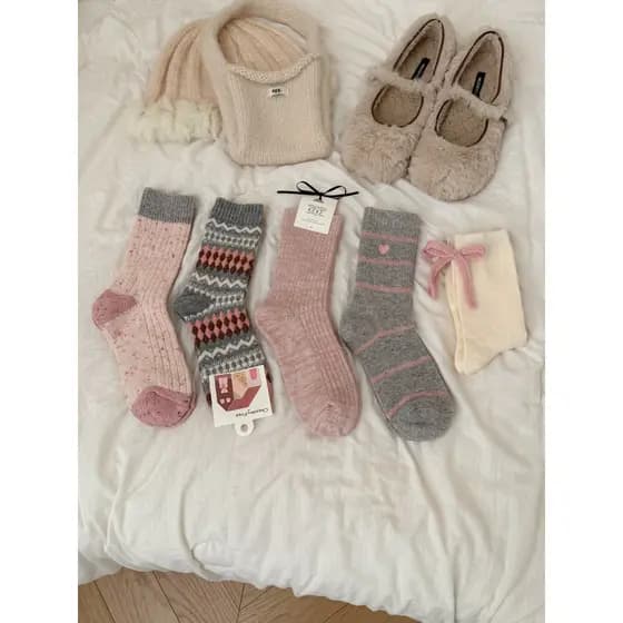 Cool ~ Meias de lã cerosa macia podem usar ~ manter quentes e lindas meias femininas outono inverno