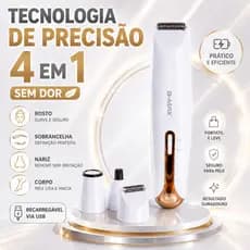 Depilador Elétrico Feminino 4 em 1 Sem Dor Recarregável USB para Corpo Rosto Nariz e Sobrancelha