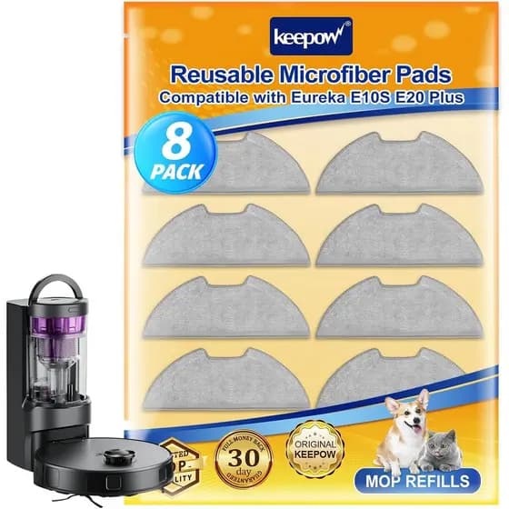 8 peças de reposição para aspirador de pó compatíveis com o robô aspirador Eureka E10s E20 Plus, pano de limpeza de micr