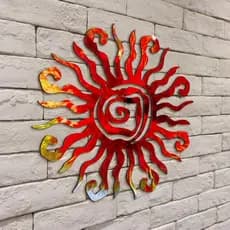Moxweyeni Arte de Parede de Metal Sol de 12 Polegadas para Decoração Externa, Arte de Metal Sol Grande e Divertido, Deco