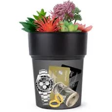Cofre Discreto em Forma de Vaso de Flores Preto da BarGifts, Caixa de Armazenamento Secreta para Manter Seus Valores Seg