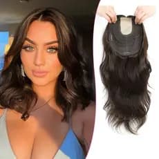 PANEWAY Apliques Capilares para Mulheres, Cabelo Humano Real Remy com Base de Seda, 14 Polegadas, Base Grande, Aplique C