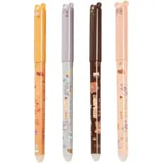 4 Canetas Apagáveis Fofas com Desenho de Gato, Caneta Gel 0.5mm com Tinta Preta, Caneta de Escrita Suave, Canetas Apagáv