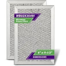 2 Peças de Filtros de Gordura para Micro-ondas WB02X35491 Compatíveis com Forno de Micro-ondas GE (Peça OEM) Substitui A