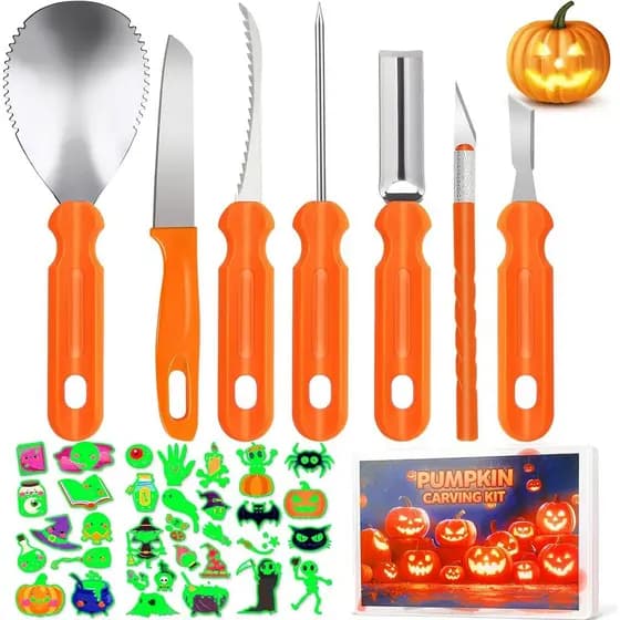 Kit de Escultura em Abóbora, Decorações de Halloween, Ferramentas de Escultura em Abóbora de Aço Inoxidável, Kit de Escu