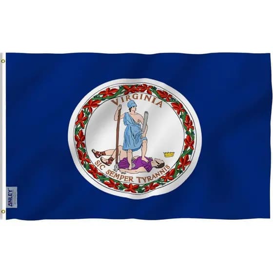 Bandeira de Poliéster Anley Fly Breeze 3x5 Pés do Estado da Virgínia - Cores Vivas e Resistente ao Desbotamento - Borda