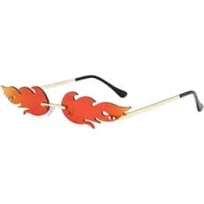 Óculos de Sol Junsika Flame para Mulheres e Homens, Óculos Sem Armação Estilo Chama, Óculos de Fogo para Festa de Hallow