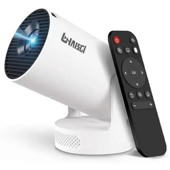Suporte para projetor pequeno com tela de polegada Pro 4K, Android 13, trapézio automático, 180° Mini projetor com WIFI