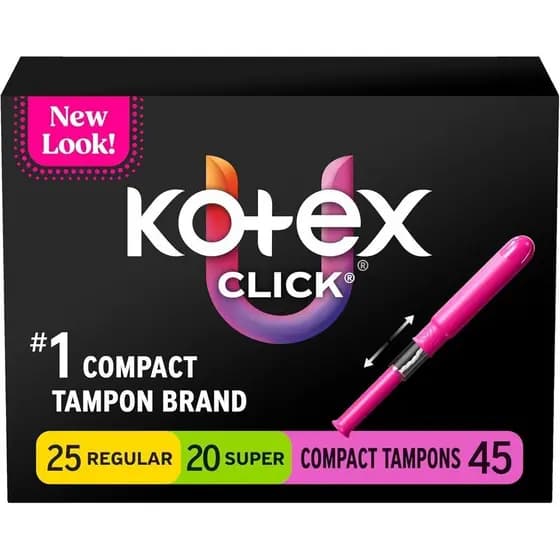 U by Kotex Click Compact Multipack Tampons, Regular/Super Absorção, Sem Perfume, 45 Unidades