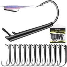 Dovesun 12 Peças Anzóis de Pesca Ozark Rig com Cabeças de Jig Anti-Ervas para Pesca, Anzóis Texas Rig 3/0 com Cabeças de