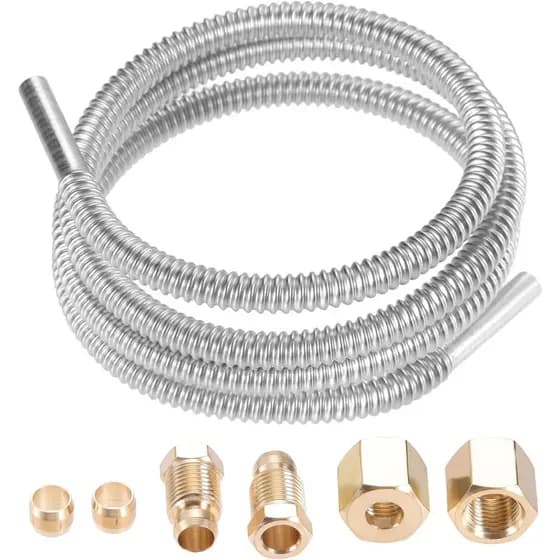36 inch 1/4'' Pilot Tube Fitting Kit with Olive Fittings M10x1 Female and Male Nuts, 1/4 Inch OD Stainless Steel Flexibl