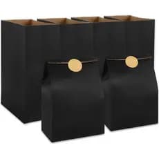 Whaline 24 Sacolas Pretas para Festas, Sacolas de Papel Kraft com Adesivos, Sacolas para Doces e Lembranças para Hallowe