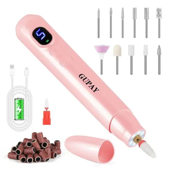Lixas de Unhas Elétricas Sem Fio Recarregáveis, Máquina de Lixar Unhas para Unhas Naturais, Acrílicas e de Gel, Kit Prof