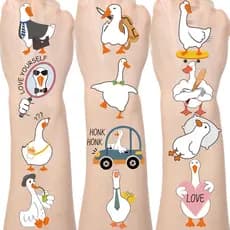 Tatuagens Temporárias de Ganso Engraçado - Mais de 200 Adesivos Divertidos de Ganso para Decoração de Aniversário, Lembr