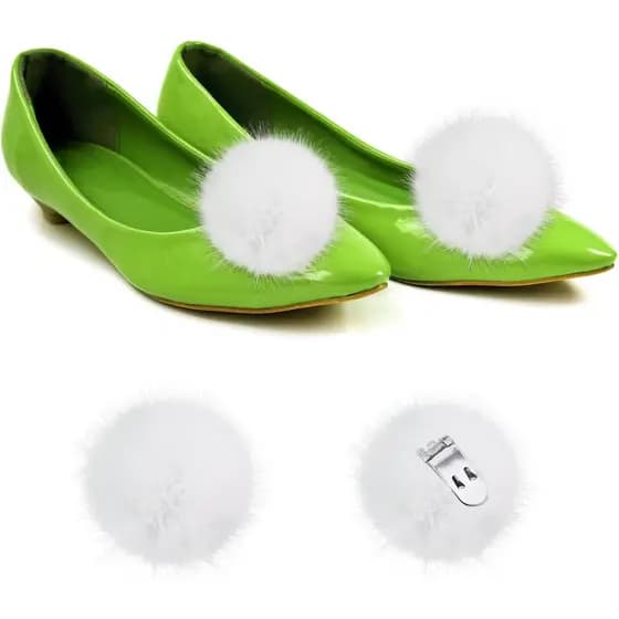 2 Peças de Clipes de Sapato de Pele de Vison para Mulheres, Pompons Brancos Removíveis, Acessório para Fantasia de Perso