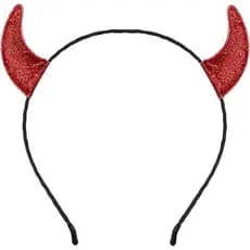 Tiara de Chifres de Diabo com Glitter, Tiara de Orelhas de Diabo Vermelhas para Halloween, Fantasia de Demônio para Mulh