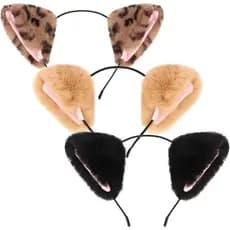3 Peças de Tiara com Orelhas de Gato e Raposa em Pelo Sintético para Mulheres e Meninas, Feitas à Mão, Acessórios de Cab