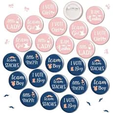 80 Pins de Botão para Revelação de Gênero, Pins de Equipe Menino ou Menina, Pins de Botão Rosa e Azul para Lembranças de