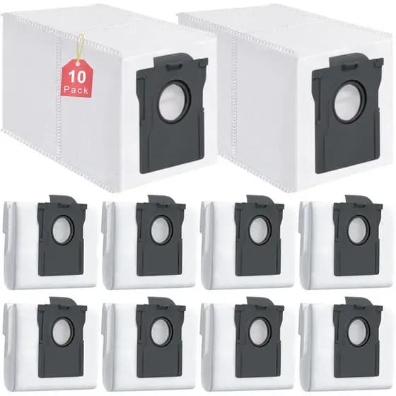 Pacote com 10 Sacos de Pó para Aspirador Robô Dreame X50 Ultra/X40 Ultra/X30 Ultra/L50 Ultra/L40 Ultra/L10s Ultra Gen 2/
