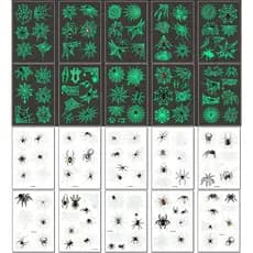 73PCS Tatuagens Temporárias Luminosas de Teia de Aranha para Halloween, Adesivos de Tatuagem Falsa que Brilham no Escuro