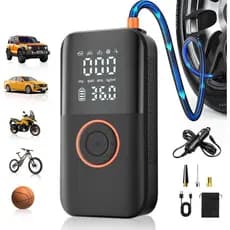 Compressor de Ar Portátil para Pneus, Bomba de Ar Sem Fio 150PSI, Alimentação Dupla 12V DC e Bateria, Bomba de Ar para P