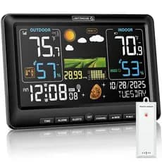 Estação Meteorológica BluSon Sem Fio para Interior e Exterior, Termômetro Digital com Display Colorido, Monitor de Tempe
