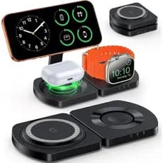 Carregador Sem Fio EGV, Estação de Carregamento Magnética 3 em 1 para Apple, Suporte de Carregamento MagSafe para Séries
