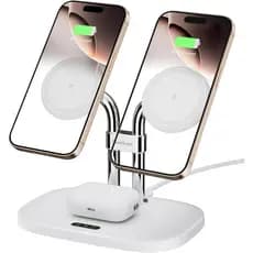 Carregador Sem Fio SwanScout para iPhone Air/17, SwanScout 706M, Carregador Magnético Duplo para iPhone das Séries 16/15