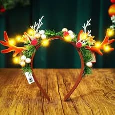 DRESBE Tiara de Natal Iluminada com LED, Tiara de Chifres de Rena Brilhantes, Acessórios de Cabelo para Festa de Natal p