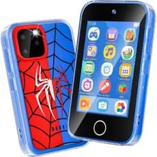 Telefone Infantil com Tela Touchscreen de 3,5", Smartphone de Brinquedo com Câmera Dupla, Telefone Brinquedo Tema Homem-