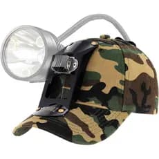 Boné de Caça com Suporte, Boné de Caçador para Lanterna de Cabeça, Preto/Camuflado (Somente o Boné, Lanterna Não Incluíd