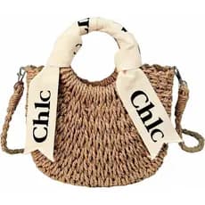 Bolsa de Ombro Feminina Eiyye, Bolsa de Praia de Palha, Bolsa Tote Trançada, Bolsa de Praia de Verão, Branco Off-White X