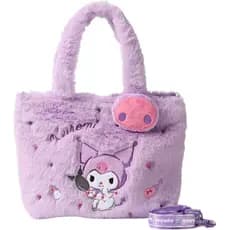 Bolsa de Pelúcia Bordada Kuromi com Alça A5PM