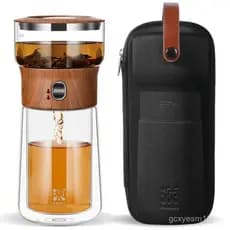 ZENS One Touch Tea Maker para Chá de Folhas Soltas – Bule de Vidro com Infusor e Estojo de Transporte para Preparo de Ch